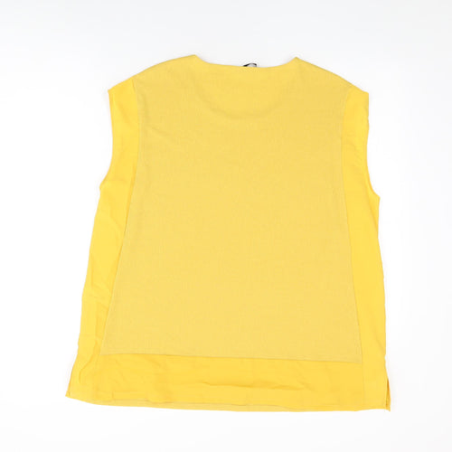 Marks and Spencer Womens Yellow Polyester Basic T-Shirt Size 18 Round Neck