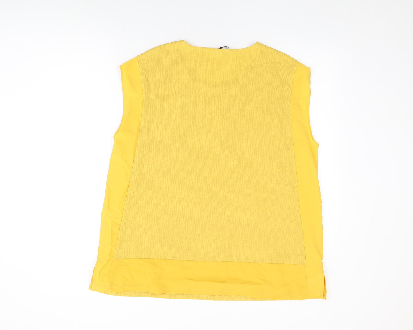 Marks and Spencer Womens Yellow Polyester Basic T-Shirt Size 18 Round Neck