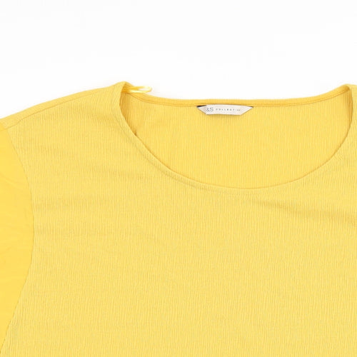 Marks and Spencer Womens Yellow Polyester Basic T-Shirt Size 18 Round Neck