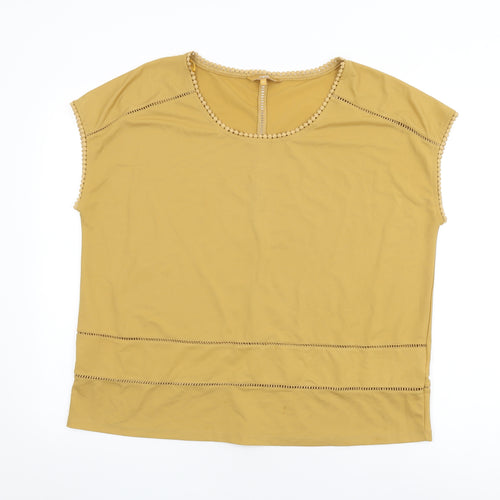 NEXT Womens Yellow Polyester Basic T-Shirt Size 18 Round Neck