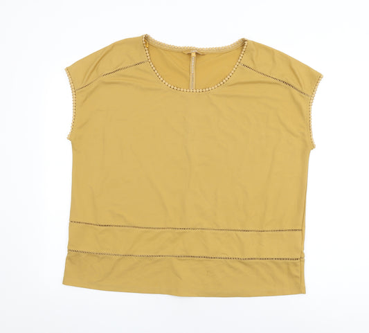 NEXT Womens Yellow Polyester Basic T-Shirt Size 18 Round Neck