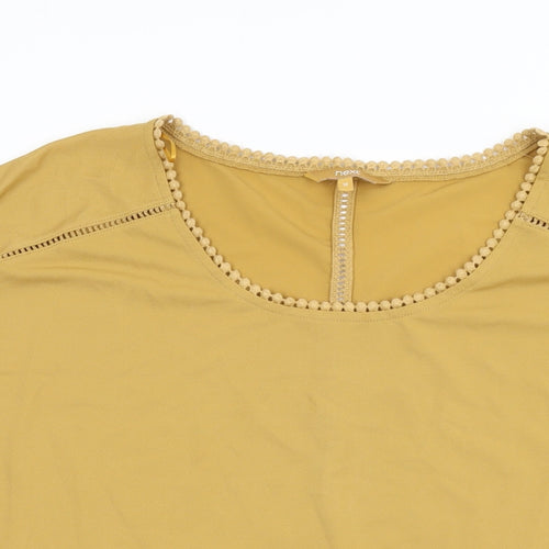 NEXT Womens Yellow Polyester Basic T-Shirt Size 18 Round Neck