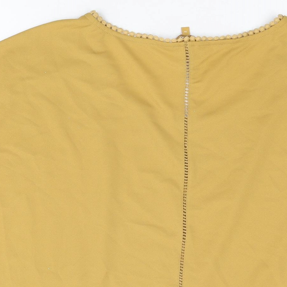 NEXT Womens Yellow Polyester Basic T-Shirt Size 18 Round Neck