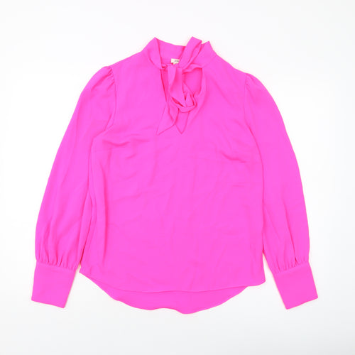 River Island Womens Pink Polyester Basic Blouse Size 8 V-Neck