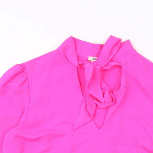 River Island Womens Pink Polyester Basic Blouse Size 8 V-Neck