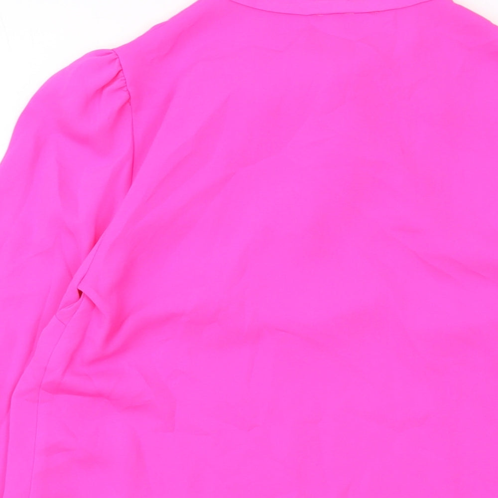 River Island Womens Pink Polyester Basic Blouse Size 8 V-Neck