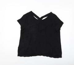 Zara Womens Black Cotton Basic Blouse Size M Round Neck