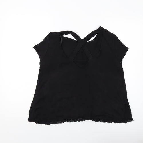 Zara Womens Black Cotton Basic Blouse Size M Round Neck