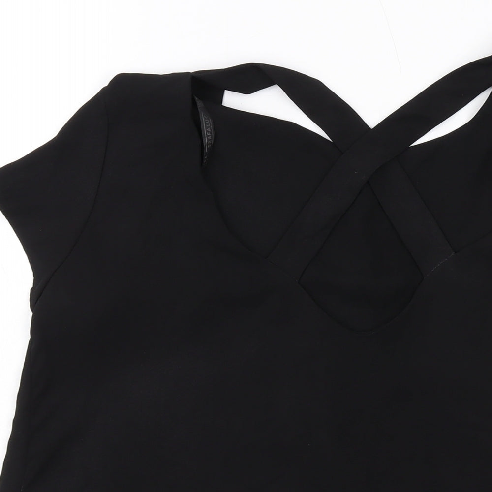 Zara Womens Black Cotton Basic Blouse Size M Round Neck