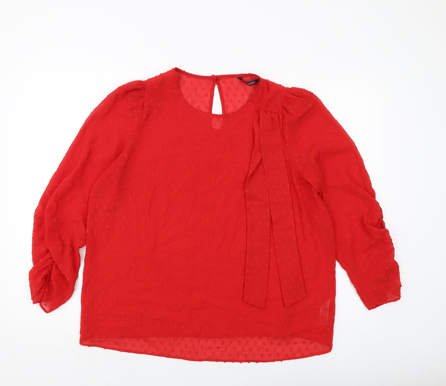 Dunnes Stores Womens Red Polyester Basic Blouse Size L Round Neck