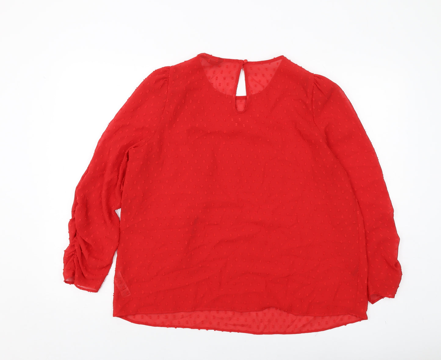 Dunnes Stores Womens Red Polyester Basic Blouse Size L Round Neck