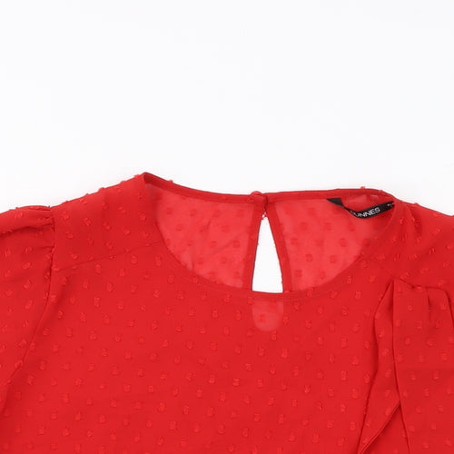 Dunnes Stores Womens Red Polyester Basic Blouse Size L Round Neck