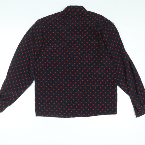 Jaeger Womens Black Polka Dot Polyester Basic Blouse Size S Collared - Vintage