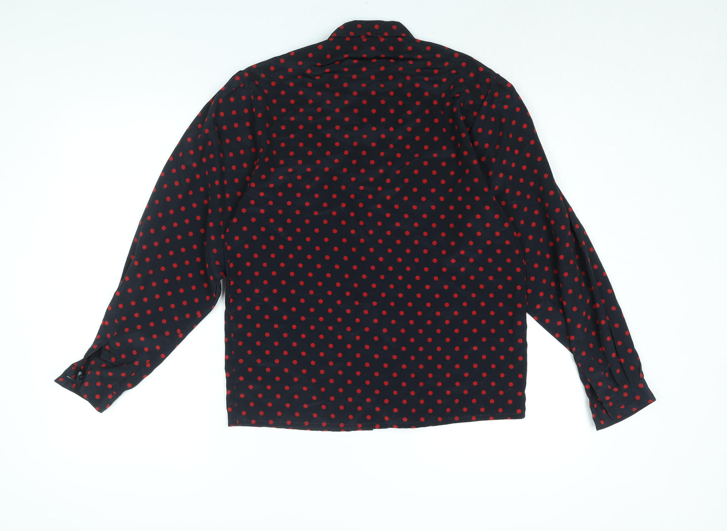 Jaeger Womens Black Polka Dot Polyester Basic Blouse Size S Collared - Vintage