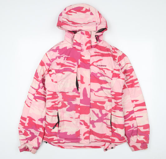 Surfanic Womens Pink Camouflage Ski Jacket Coat Size M Zip