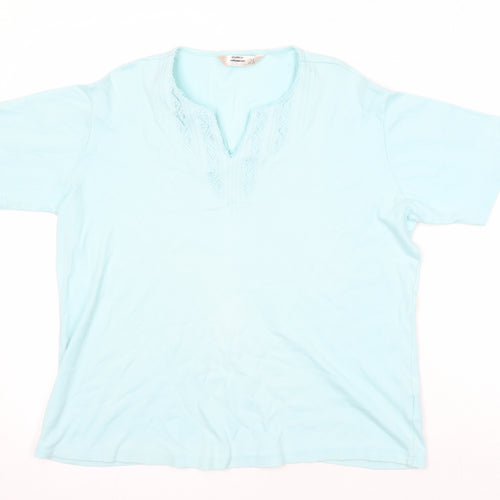 Honor Millburn Womens Blue Cotton Basic T-Shirt Size 22 V-Neck