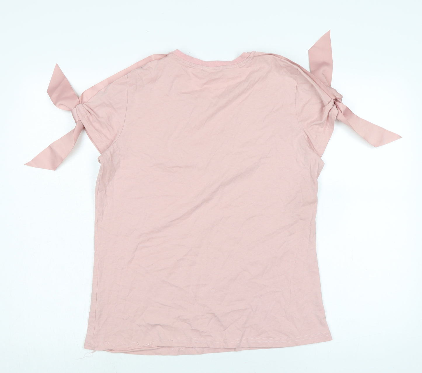 V code Womens Pink Cotton Basic T-Shirt Size L Boat Neck