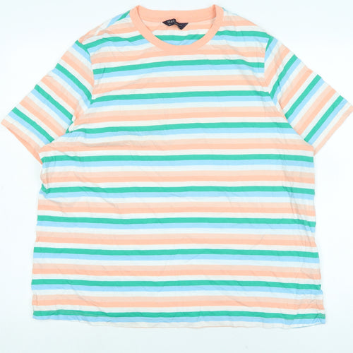 Marks and Spencer Womens Multicoloured Striped Cotton Basic T-Shirt Size 18 Crew Neck