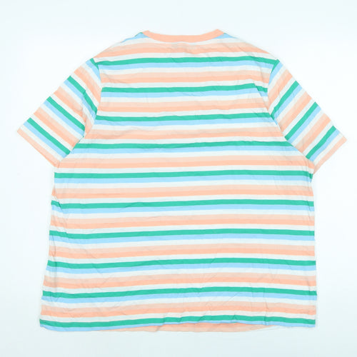 Marks and Spencer Womens Multicoloured Striped Cotton Basic T-Shirt Size 18 Crew Neck