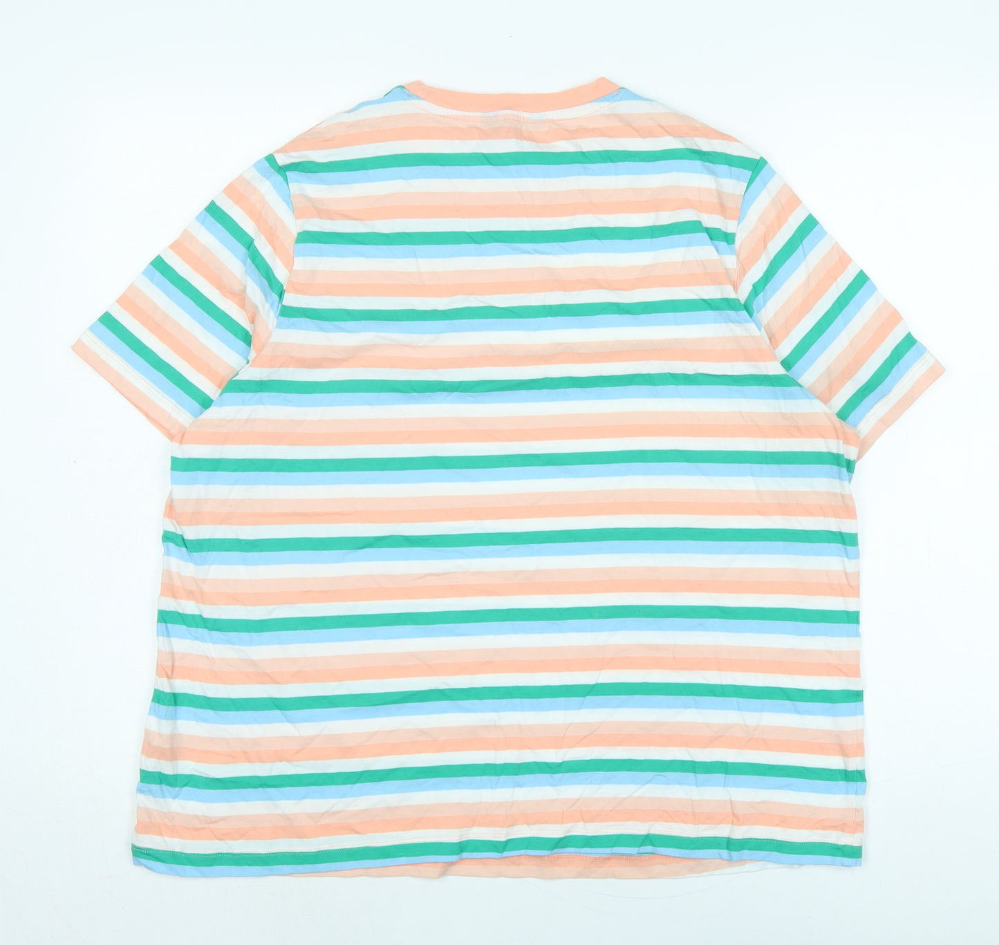 Marks and Spencer Womens Multicoloured Striped Cotton Basic T-Shirt Size 18 Crew Neck