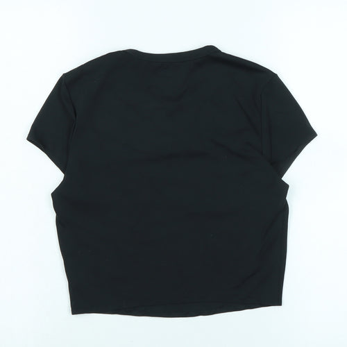 Uniqlo Womens Black Cotton Cropped T-Shirt Size S Crew Neck