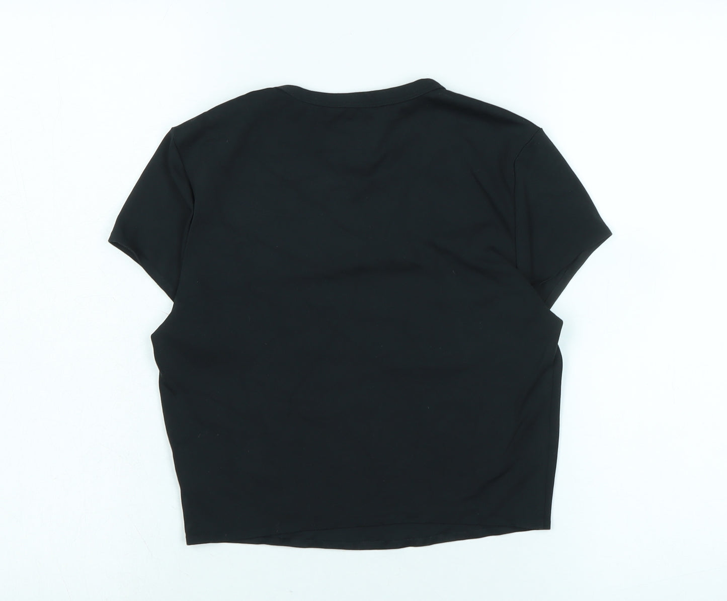 Uniqlo Womens Black Cotton Cropped T-Shirt Size S Crew Neck