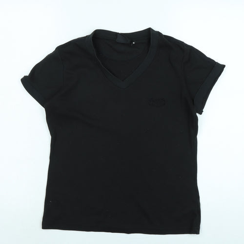 Lonsdale Womens Black Cotton Basic T-Shirt Size 10 V-Neck