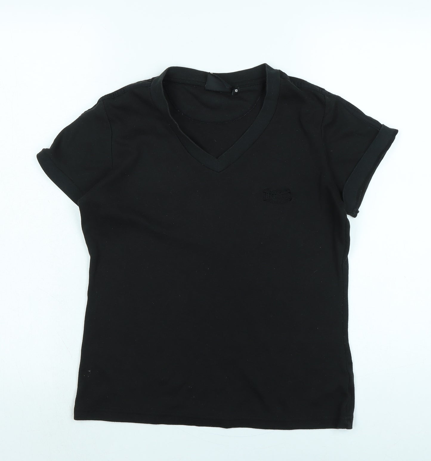 Lonsdale Womens Black Cotton Basic T-Shirt Size 10 V-Neck