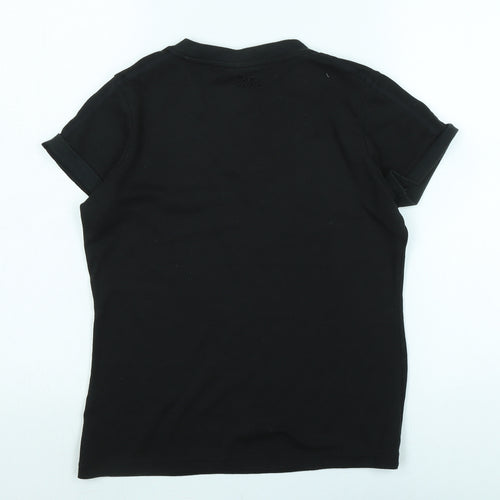 Lonsdale Womens Black Cotton Basic T-Shirt Size 10 V-Neck