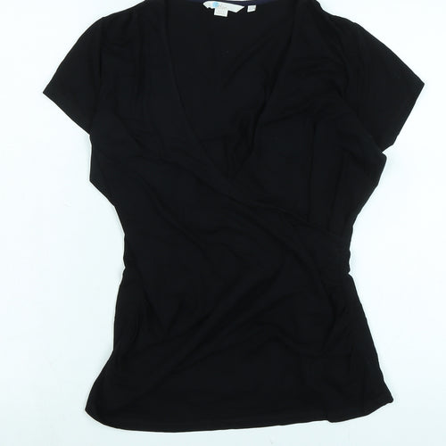 Boden Womens Black Viscose Basic Blouse Size 14 V-Neck