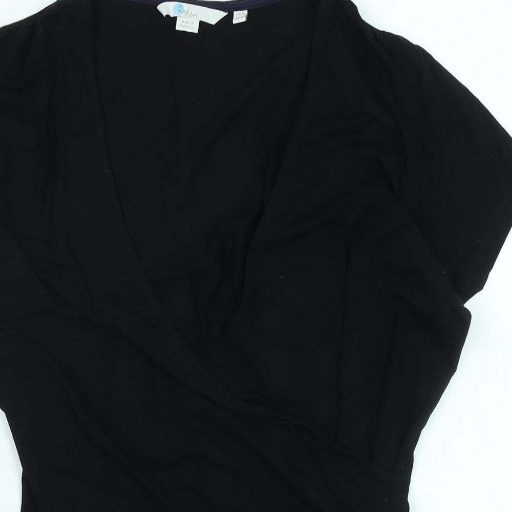 Boden Womens Black Viscose Basic Blouse Size 14 V-Neck