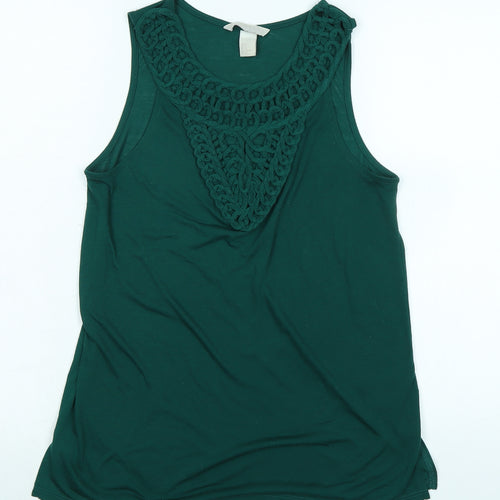 H&M Womens Green Polyester Basic Tank Size S Boat Neck