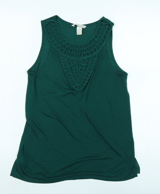 H&M Womens Green Polyester Basic Tank Size S Boat Neck