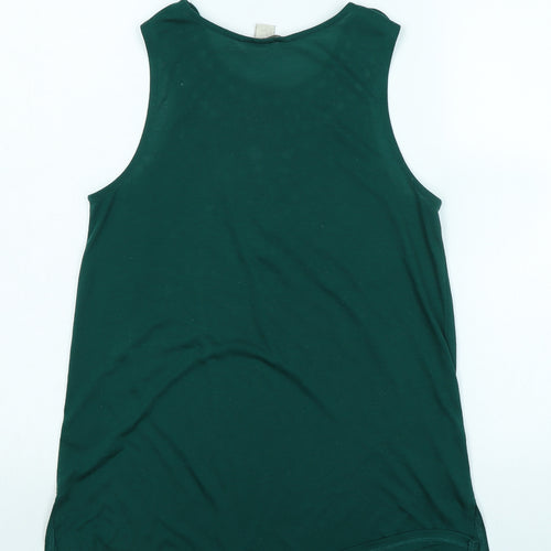 H&M Womens Green Polyester Basic Tank Size S Boat Neck