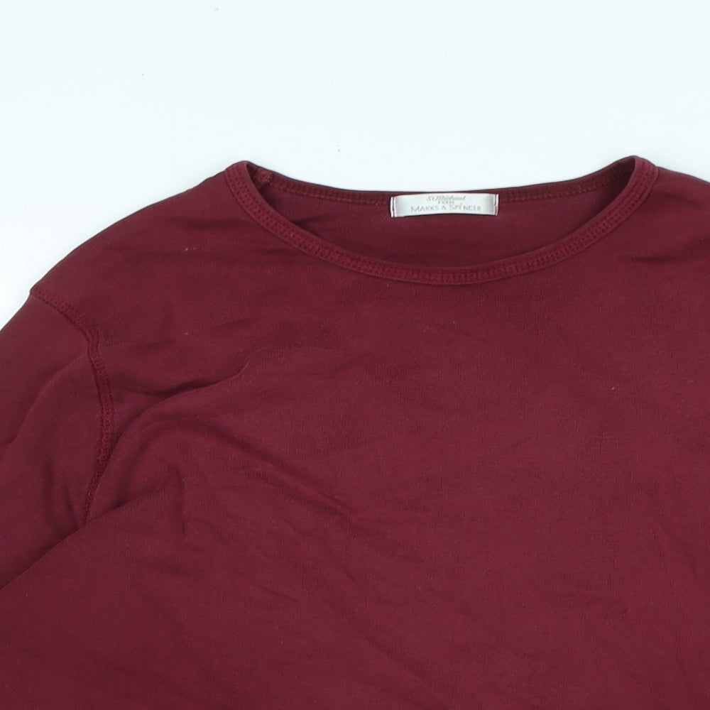 Marks and Spencer Womens Red Cotton Jersey T-Shirt Size 18 Boat Neck