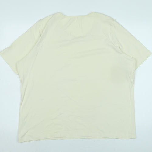 Marks and Spencer Womens Ivory Cotton Basic T-Shirt Size 22 Crew Neck