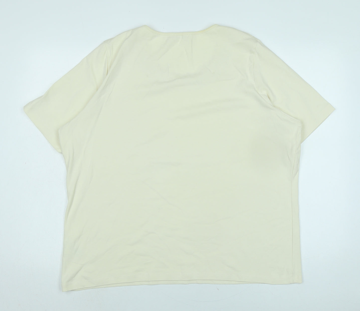 Marks and Spencer Womens Ivory Cotton Basic T-Shirt Size 22 Crew Neck