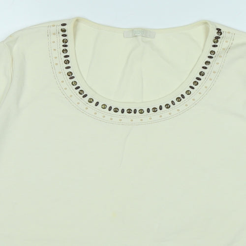 Marks and Spencer Womens Ivory Cotton Basic T-Shirt Size 22 Crew Neck