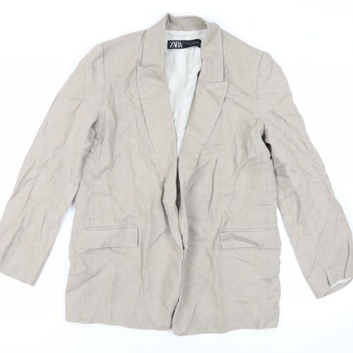 Zara Womens Beige Jacket Blazer Size M - Open