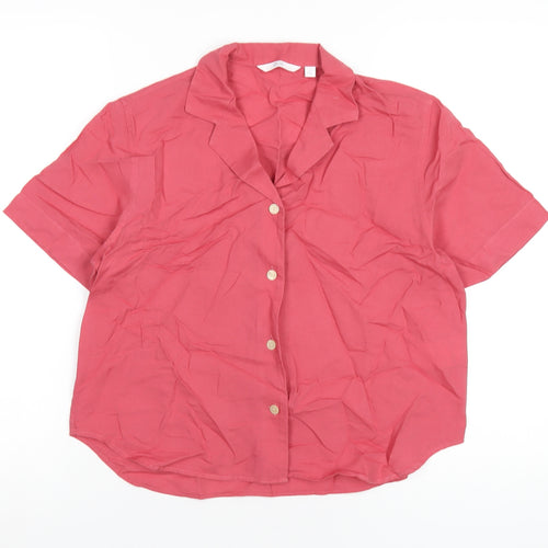 Uniqlo Womens Pink Cotton Basic Button-Up Size S Collared