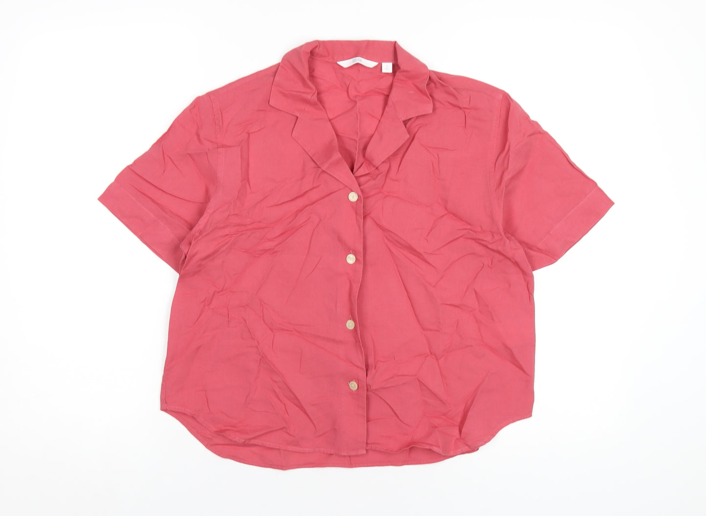 Uniqlo Womens Pink Cotton Basic Button-Up Size S Collared