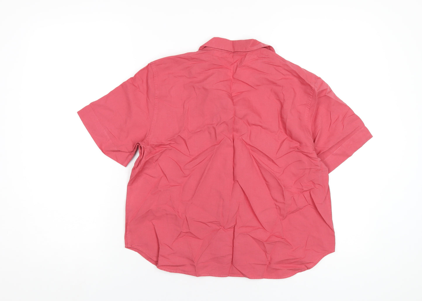 Uniqlo Womens Pink Cotton Basic Button-Up Size S Collared