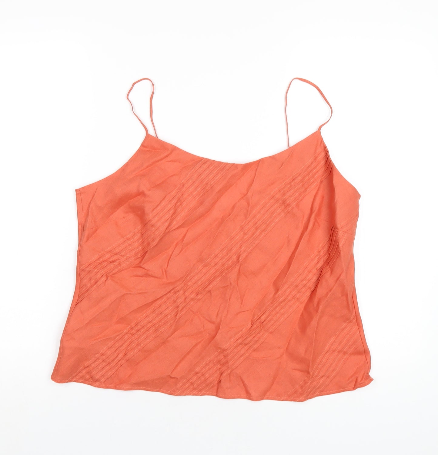 Marks and Spencer Womens Orange Linen Camisole T-Shirt Size 18 Scoop Neck