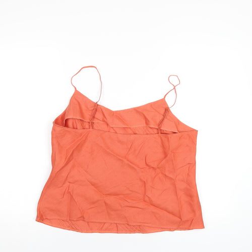 Marks and Spencer Womens Orange Linen Camisole T-Shirt Size 18 Scoop Neck