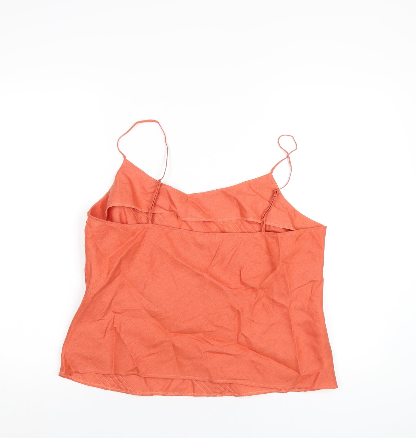 Marks and Spencer Womens Orange Linen Camisole T-Shirt Size 18 Scoop Neck