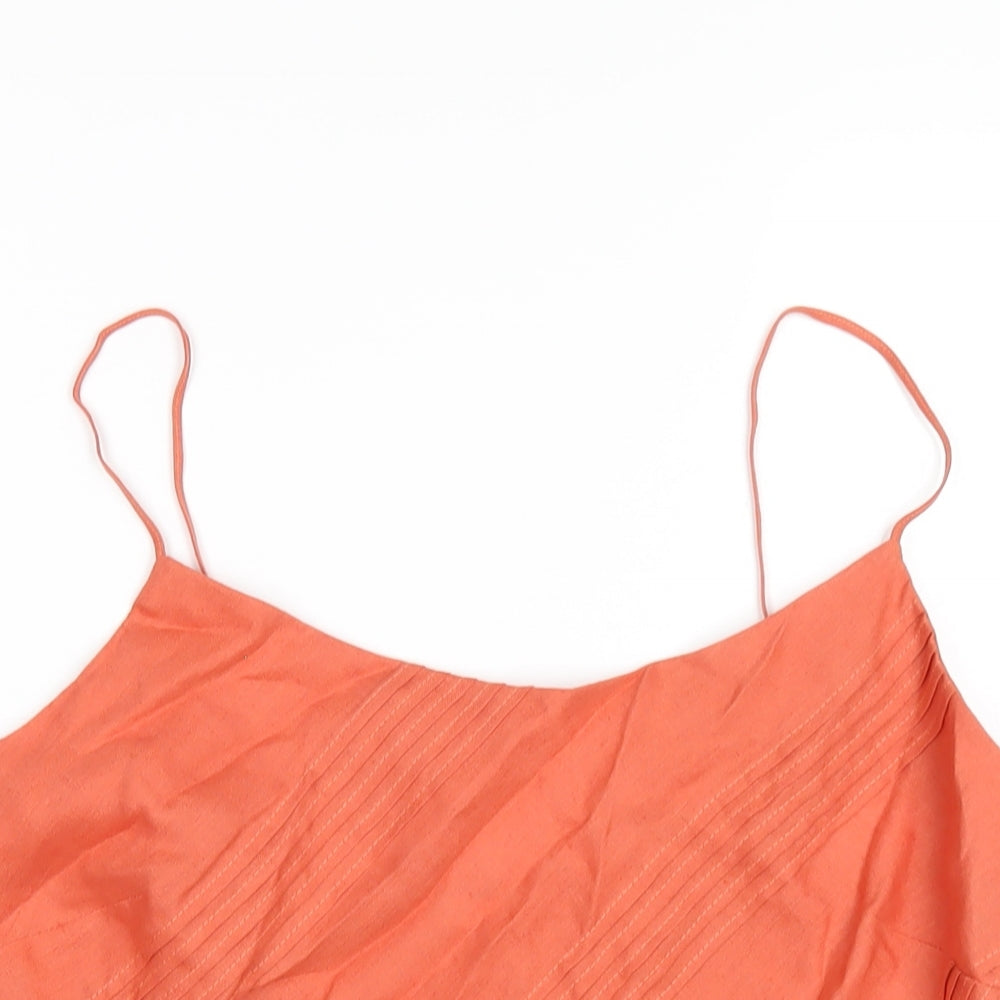 Marks and Spencer Womens Orange Linen Camisole T-Shirt Size 18 Scoop Neck