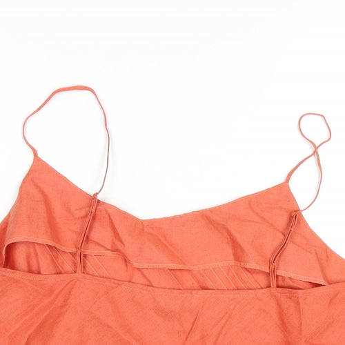 Marks and Spencer Womens Orange Linen Camisole T-Shirt Size 18 Scoop Neck