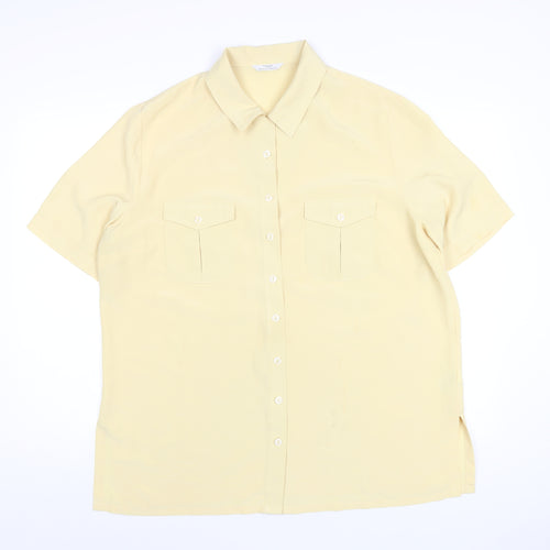 Marks and Spencer Womens Yellow Polyester Basic Button-Up Size 18 Collared