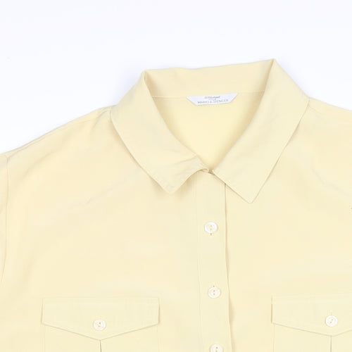 Marks and Spencer Womens Yellow Polyester Basic Button-Up Size 18 Collared