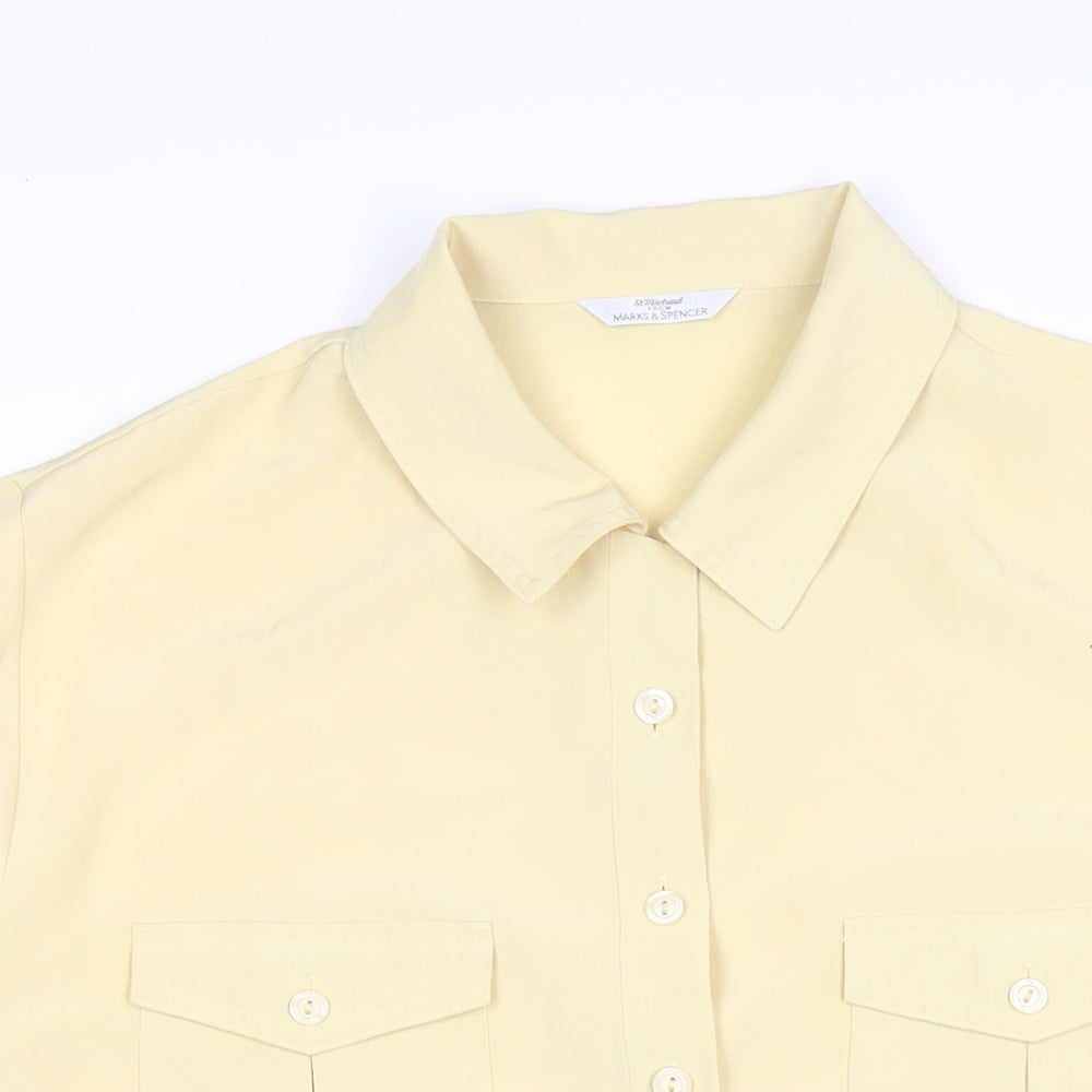 Marks and Spencer Womens Yellow Polyester Basic Button-Up Size 18 Collared